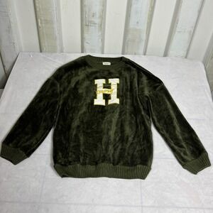 Lightinguyi Mens Pullover Sweatshirt Green H Logo Long Sleeve Crew Neck XL